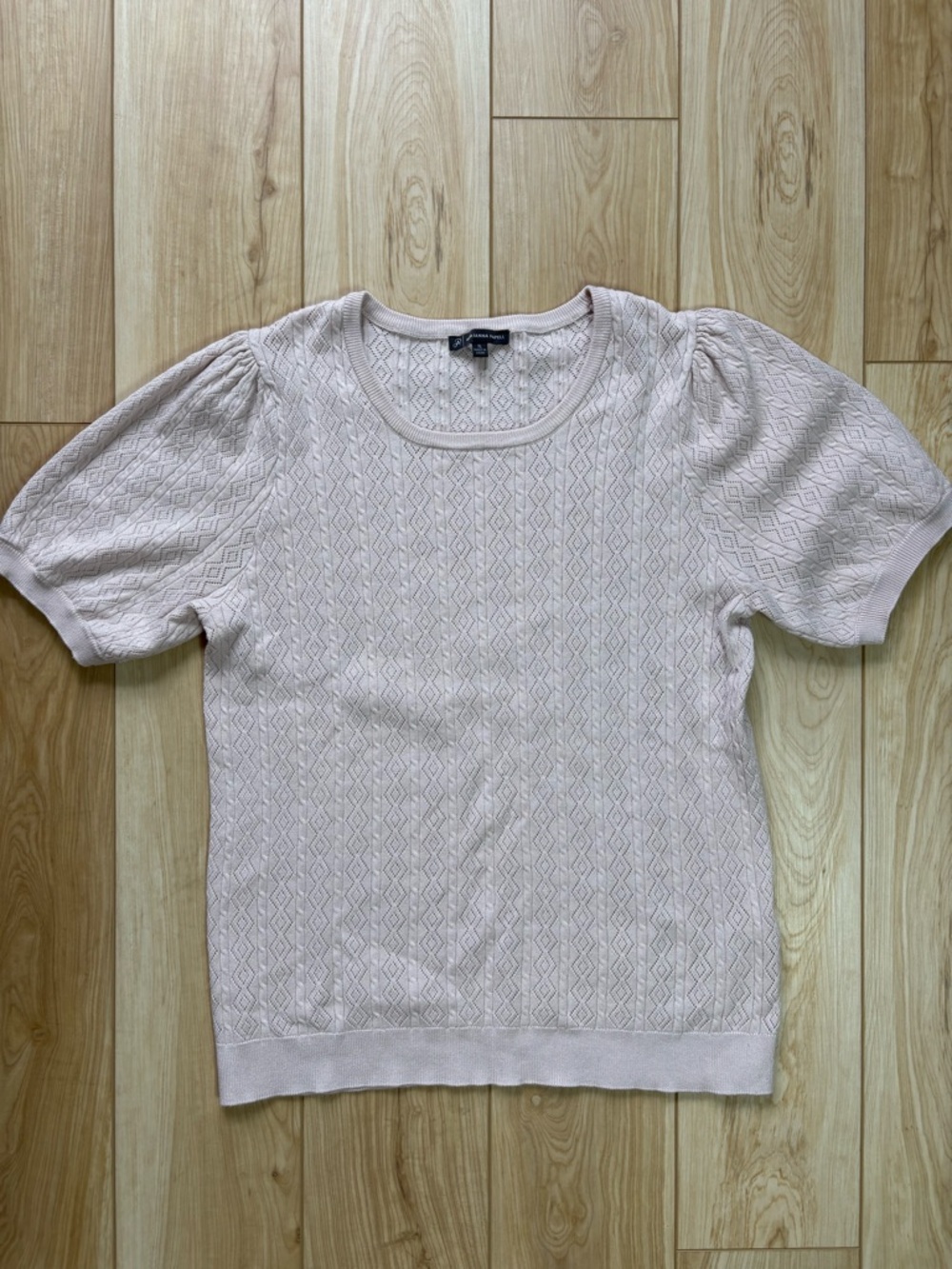 Pointelle puff sleeve feminine cotttage ballet clean girl short sleeve knit top